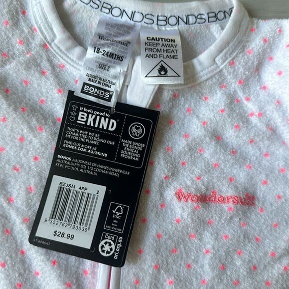 Bonds‎ poodlette zip wonderssuit pink polkadot size 18 to 24 MONTHS NWT - Picture 3 of 4